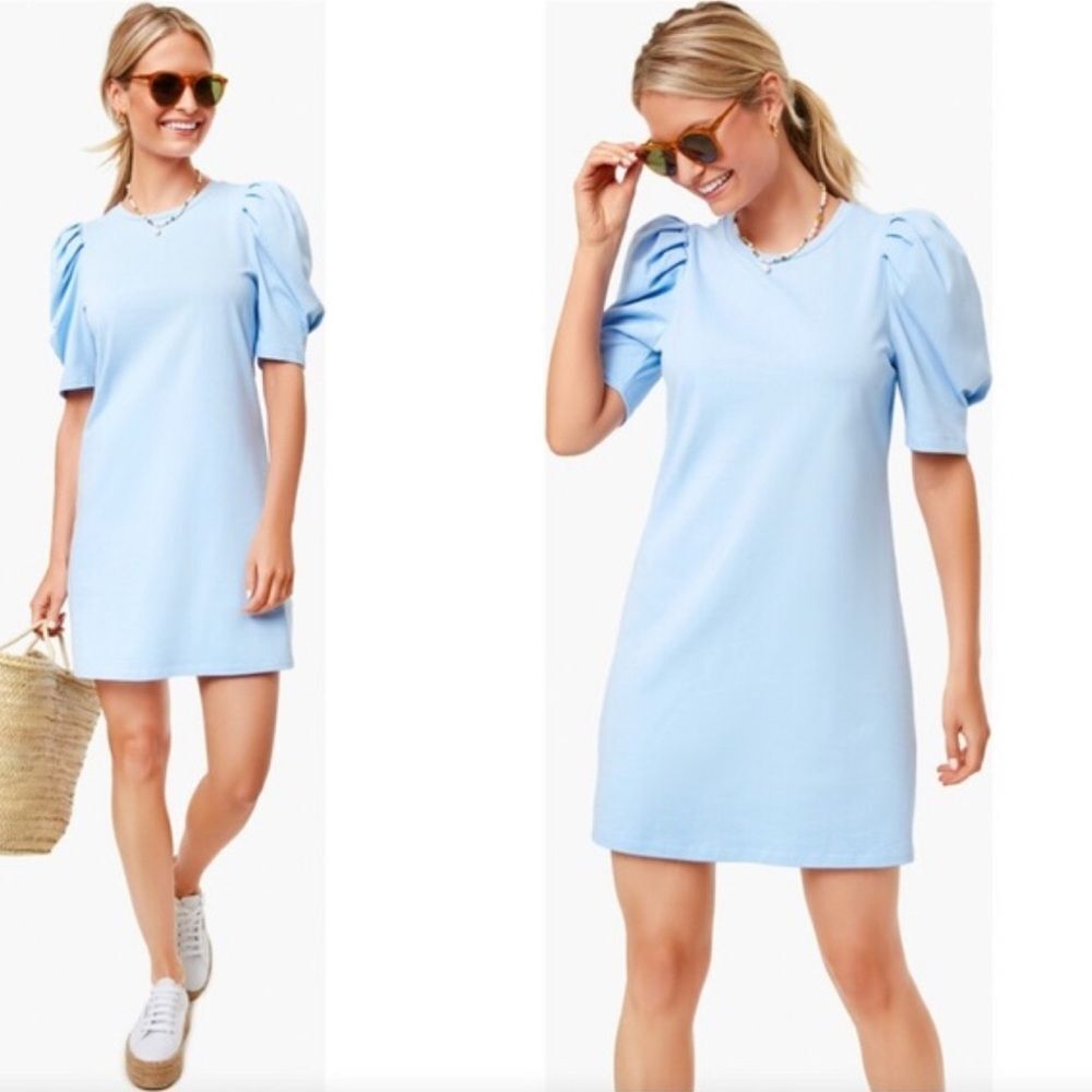Tuckernuck Pomander Place Stella Puff Sleeve Mini Dress Periwinkle Blue XL